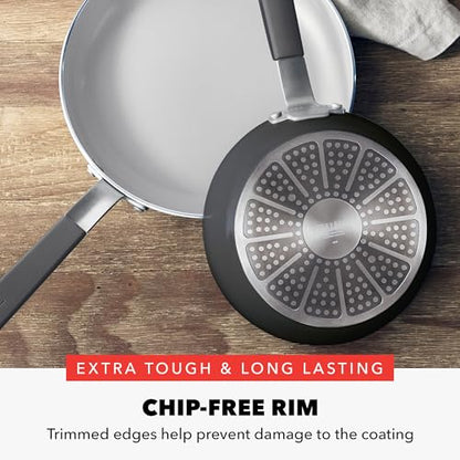 GreenPan x Bobby Flay 13 Piece Nonstick Cookware Pots and Pans Set, PFAS-Free Diamond Ceramic, Induction Suitable, Easy Clean Dishwasher & Oven Safe, Stay-Cool Silicone Handles, Glass Lids, Graphite - color: Graphite