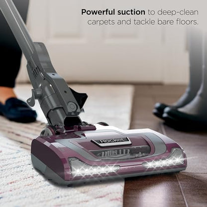 Shark Rocket Pet Plus | Corded Stick Vacuum Cleaner for Carpet, Rugs & Hard Floors | Lightweight Hand Vacuum for Pet Hair | LED Headlights | XL Dust Cup | 2 Attachments | Bordeaux/Silver | HV322 - style: Rocket Deluxe w/ headlights