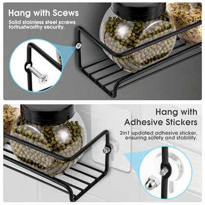 ROFAY Spice Rack Organiser, 4 Pack Wall Mounted Tier Shelf with Adhesive Sticker & Screws for Spices, Herbs, Jars and Other in Cupboard/Kitchen/Cabinets/Pantry