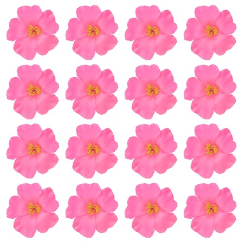 PATIKIL Hawaiian Hibiscus Flowers, 16 Pack Artificial Flowers Hair Clip DIY Foam Hibiscus Flower for Tabletop Decoration Party Favors Supplies, Pink - color: Pink