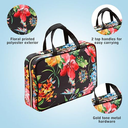Conair Travel Toiletry Bag - Makeup Bag - Cosmetic Bag -Travel Makeup Bag - color: Black Floral