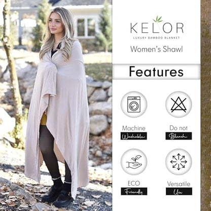 K E L O R Luxury Cooling Travel Blanket - Stretchy, Lightweight Soft & Breathable Shawl Wraps for Women - color: Fawn, size: Single-Sided