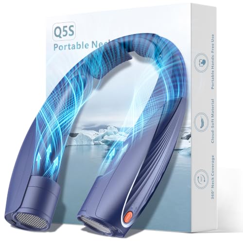 Kesguar Portable Neck Fan, 20H RunTime Cooling Fan, 6 Speeds 360° Airflow Personal Fan, Rechargeable Hands Free with 6000mAh Battery Wearable Fan Gifts for Women Men Outdoor Travel Camping - color: Deep Blue