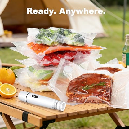 Handheld Vacuum Sealer for Food Storage, Portable Cordless Rechargeable Vacuum Sealer with Reusable Bags, Electric One-Touch Food Sealer for Meal Prep, Sous Vide, Freezer, Travel & RV