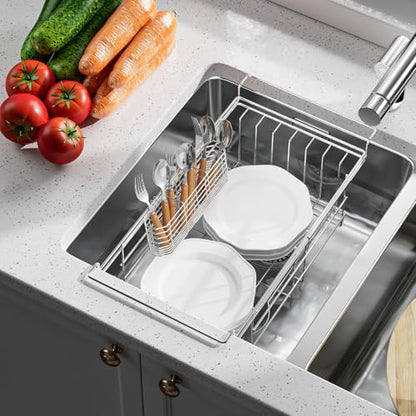 JAQ Utensil Holder for Sink, Sus304 Stainless Steel Rust Free Silverware Cutlery Flatware Holder Rack Organizer with Hooks for Dish Drying Rack Sink Dish Drainer in Kitchen Bathroom - size: 304 Stainless Steel - Utensil Holder