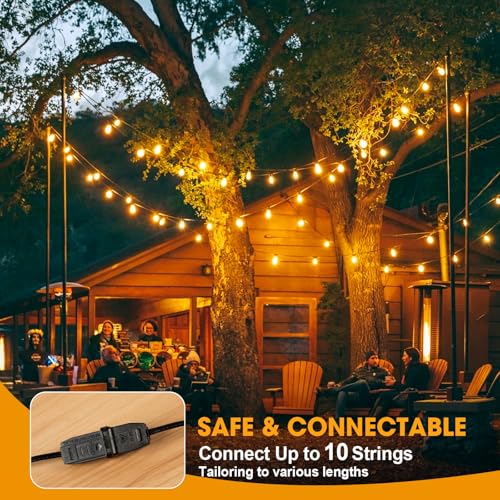 GvvooHome 50FT LED Outdoor String Lights with 25 Shatterproof Edison Bulbs (1 Spare), Dimmable Hanging Outdoor Lights for Backyard, Porch, 2700K Warm White - size: 50FT24PK