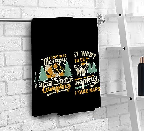 Camp Towel, Camper Gifts, Camping Tents Decor, Kitchen Towels, Set of 2, 16x24 - color: Black Camper-4