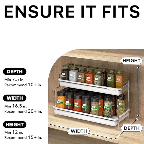 Simple Houseware 2-Tier Spice Rack Kitchen Bathroom Organizer Countertop Shelf, White