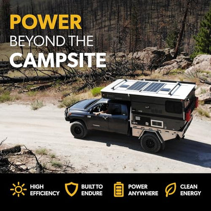 Go Power Overlander Charging Kit 200W - 12V Solar Panel Kit w/ 30-Amp Bluetooth® PWM Controller, Expandable Up to 600W, Includes 2X 25ft Solar Output Cables (Male and Female) for RV & Dry Camping Use