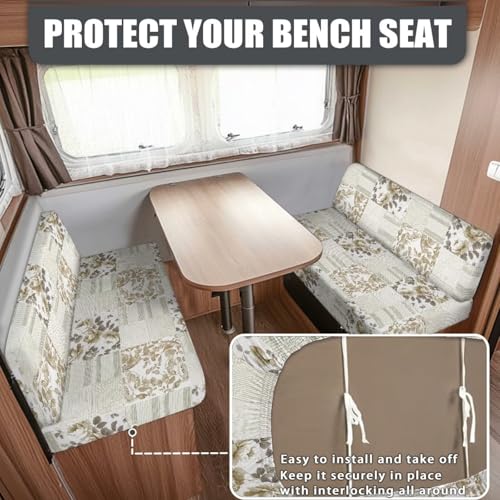 RV Dinette Cushion Covers - Dustproof Camper Sofa Replacement Couch Cushion Slipcovers with Floral Grid for Travel Trailer Couch - color: Floral Grid