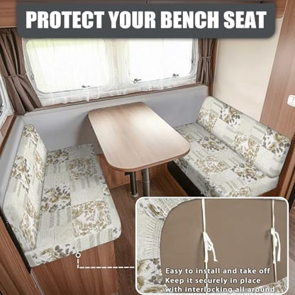 RV Dinette Cushion Covers - Dustproof Camper Sofa Replacement Couch Cushion Slipcovers with Floral Grid for Travel Trailer Couch - color: Floral Grid