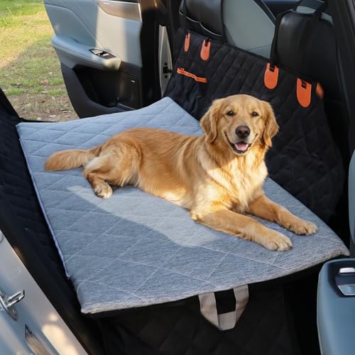 JoyBlooms Dog Bed for Car Back Seat, Dog Cooling Mat with 1.1in/2.8cm Thick Foam, Cooling Anti-Slip Washable Back Seat Pet Bed, 51.6in x 22.6in Fit on Backseat Extenders of SUVs and Small Trucks,Gray - color: Gray