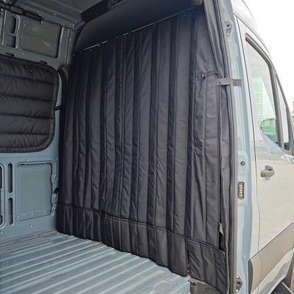 Privacy Cab Curtain for Mercedes-Benz Sprinter High Roof Van, 2007-Current, Divider Screen for Cab & Living Quarters, Magnetic Closure, Without Curtain Rod