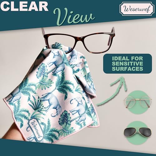 WESERWEF Design Microfiber Glasses Cleaning Cloth – Premium Cleaning Cloth for Eyeglasses, Screens, Tablets, Cameras & Lenses, 12" x 12", Ultra-Soft & Scratch-Free (Elephant) - color: elephant