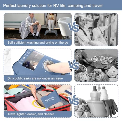 Portable Washing Bag Hand Wash Bag Travel Manual Washer RV Laundry Solution | Camping Washing Machine, Hand Washing Bag, Clothes Washer for Backpacking, Cruise and Vacation Essentials, Travel Washer Bag