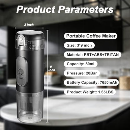 Portable Electric Espresso Machine Travel Coffee Maker 20 bar Mini Espresso Self-Heating Car Coffee Maker Compatible with Ground Coffee & NS Capsule for Camping RV Hiking Offic, Black - color: Black