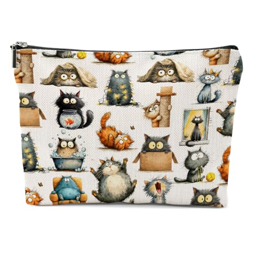 Funny Cat Makeup Bag, Cute Cats Cosmetic Bags Portable Travel Toiletry Organizer Bag Makeup Pouch, Sister Birthday Christmas Cat Lover Gifts for Women Mom Friend - color: Multicolor 0739
