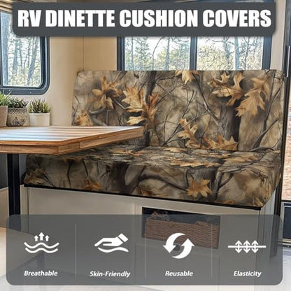 SEANATIVE Camo Hunting Print RV Dinette Cushion Covers Couch Cushion Slipcovers Stretch Camper Cushions Cover Replacement Sofa Slipover for Travel Trailer Couch Backrest Cover & Bench Cover - color: Camo Hunting Print