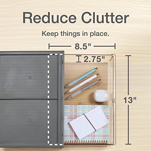 Pendaflex Stackable Drawer, Durable Plastic, Silicon Handles, Tinted Drawers, Single, Gray, 14" x 9" x 3.5", Large, 1 Piece (41794) - size: Large, Single