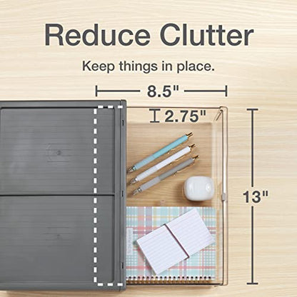 Pendaflex Stackable Drawer, Durable Plastic, Silicon Handles, Tinted Drawers, Single, Gray, 14" x 9" x 3.5", Large, 1 Piece (41794) - size: Large, Single