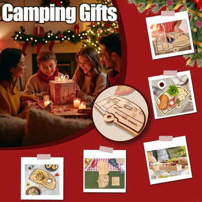 RV Cutting Board Campsite Retro Happy Camper Bamboo Wood Camper Chopping Board Perfect Funny Serving Tray for Vegetables Fruit Cheese, RV Camper gifts,Home Deco - style: RV
