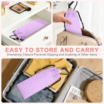 Professional Hot Hair Tools Organizer Cover Bag Heat Resistant Travel Drawstring Storage Case Pouch for Curling Iron, Flat Iron, Hair Straightener and Styling Tool(14.2" x 5.9") - color: Purple