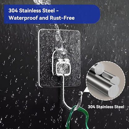 20 Pack Large Sticky Hooks for Hanging Heavy Duty, Wall Hooks Adhesive, Clear self Adhesive Hooks for Wall, Kitchen, Bathroom, Shower & Ceiling - color: 20 Large Transparent Sticky Hooks