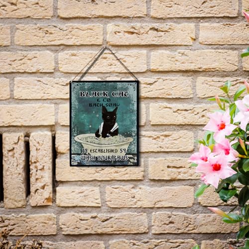 wall-pediments MP 468 Black Cat & Co. Bath Soap 1959 Striped Cat Plaque, 6.7 x 10 Inches Funny Cat Bathroom Decor - color: Generic 9953