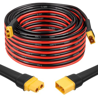 MOOKEERF XT60 Extension Cable 10AWG 35FT With Male to Female Connector for Portable Power Station Solar Panel RC Battery - size: 35FT