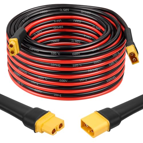MOOKEERF XT60 Extension Cable 10AWG 35FT With Male to Female Connector for Portable Power Station Solar Panel RC Battery - size: 35FT