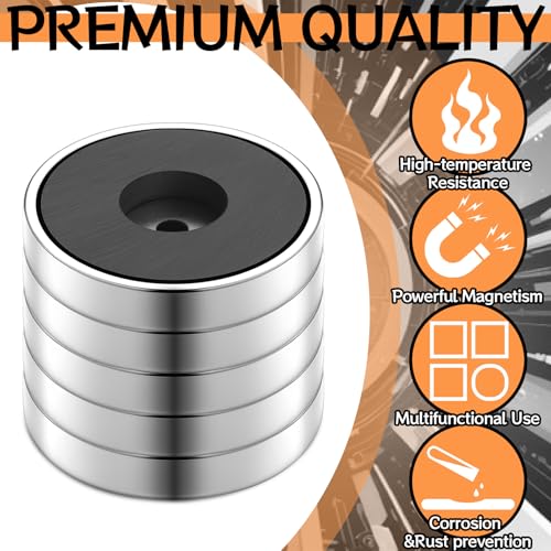 12 Pcs Ceramic Round Base Magnet with Chrome Plated Steel Cup, 35lbs Heavy Duty Circle Magnet with Hole Magnetic Round Base for Workshop RV Conversion Cabinet Fixture(D2.64 xC0.28 xT0.38) - size: D2.64"xC0.28"xT0.38"