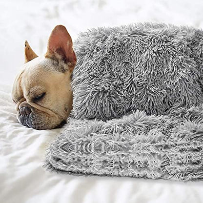 Pet Dog Bed Blankets, Fluffy Fleece Dog Throw Blankets Sleep Mat,Soft Puppy Blankets Cat Kitten, S M L XL,Fuzzy Reversible Sherpa Blanket for Bed, Couch, Sofa, Travel,Washable & Lightweight - color: Grey, size: 40 INCH X30 INCH