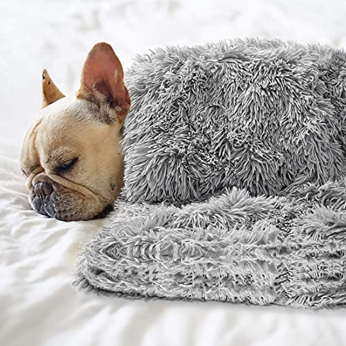 Pet Dog Bed Blankets, Fluffy Fleece Dog Throw Blankets Sleep Mat,Soft Puppy Blankets Cat Kitten, S M L XL,Fuzzy Reversible Sherpa Blanket for Bed, Couch, Sofa, Travel,Washable & Lightweight - color: Grey, size: 40 INCH X30 INCH