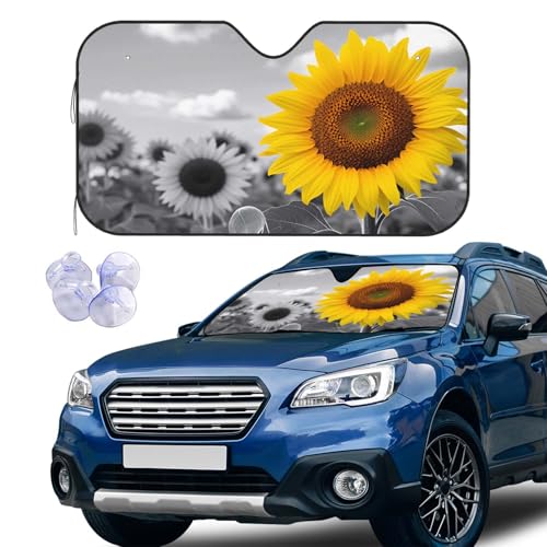 Bright Sunflower Windshield Sun Shade Car Front Window Shades for Car Accessories Sun Heat UV Rays Visor for Universal Cars SUV Truck 51 x 27.5 Inch - color: Bright Sunflower
