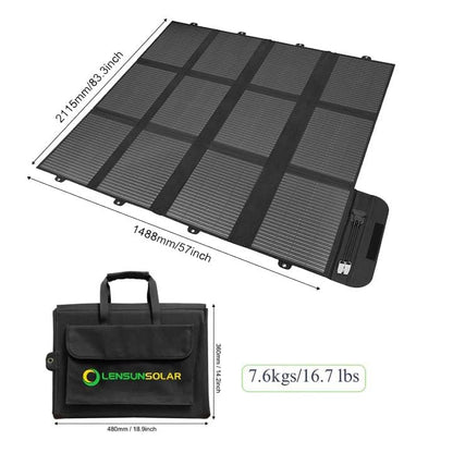 LENSUNSOLAR 300W 12V Portable Solar Panel Blanket with Anderson Connectors for Solar Generator Power Station, Lightweight, with 20A MPPT Charger Controller - size: 300W+MPPT