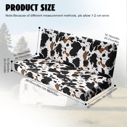 Cow Print 2 Pcs RV Dinette Cushion Covers Thickened Camper Seat Covers Dinette Booth Stretch Loveseat Sofa Chair Cover Furniture Protector for RV Camper Car Bench - color: Cow