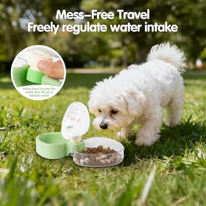 Small Dog Food and Water Bowl for Travel, Green, 2-in-1 Portable Collapsible Dog Feeder for Capming, Walking, Hiking, Food-Grade PP Material, Cute Smiley Face Design for Cats and Dogs