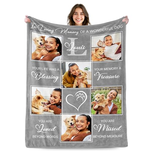 Custom Pet Memorial Blanket with Photo & Name, Pet Sympathy Gifts for Loss of Dog or Cat for Pets Lovers, Personalized Photo Blanket Dog Cat Lover, Customized Pets Loss Bereavement Remembrance Gifts - color: Design8