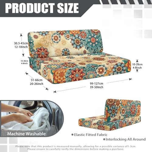 RV Dinette Cushion Covers, Bohemia Flower Elastic RV Seat Covers for Loveseat Slipcovers Stretchable Soft Camper Cushion Covers - color: Bohemia Flower