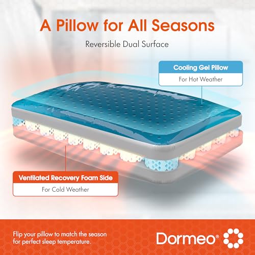 Dormeo Dark King Bed Pillow with Octaspring Technology, Reversible Breathable Gel and Memory Foam for Neck and Shoulder Support, Ideal for Side, Back, or Stomach Sleepers - 1pc