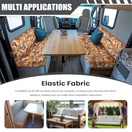 SEANATIVE 2 Sets RV Dinette Cushion Covers Couch Cushion Slipcover Stretch Seat Sofa Chair Cover Giraffe Camouflage Furniture Protector for RV Camper Car Bench Backrest Covers Bench Covers - color: Giraffe Camouflage