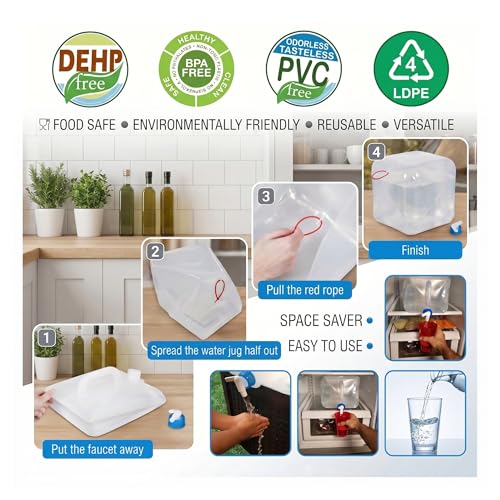 BEWBBAT 2 Pack Collapsible Water Container with Spigot 2.6 Gallon, Foldable Camping Water Storage Jug Portable Water Tank Canteen for Outdoor Hiking, Fishing, Emergency