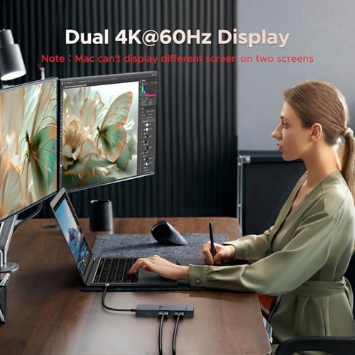 UGREEN 7-in-1 Docking Station Dual Monitor, USB C Hub Dual 4K@60Hz HDMI Display, 10Gbps USB-A/C Data Ports, 100W PD, Aluminum Revodok Pro Laptop Docking Station for HP, Thinkpad, Dell and More Laptop