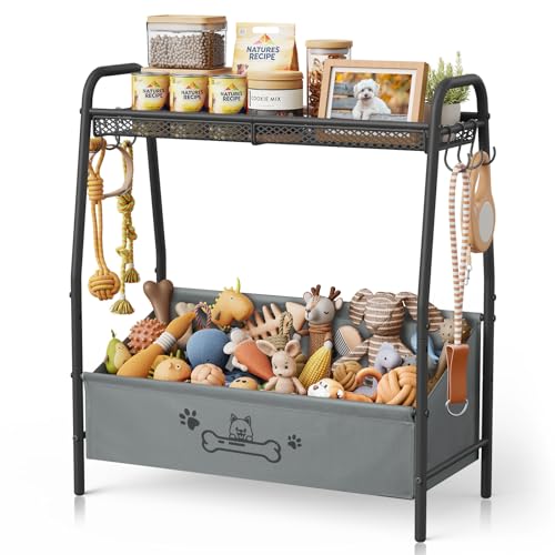 Lomivra Large Dog Toy Basket (23.6"x11.2"x9.7"), Dogs Toy Bin with Storage Organizer, Trapezoid Toy Box for Dog Stuff Accessories, Pet Toy Storage Holder Chest for Cat Dogs Essential Supplies - color: Black