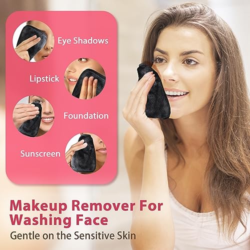 Makeup Remover Cloth, 6" x 6" Make Up Towels Reusable Face Cloth for Washing Face, Makeup Remover Pads Microfiber Face Washcloth with Mesh Bag, Just Water, Eco-friendly, 12 PACK - color: MixColor-1