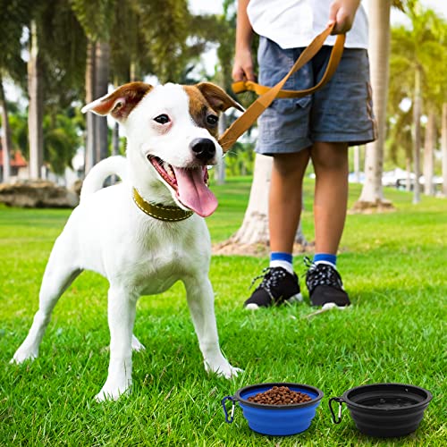 2-Pack Small Dog Travel Bowl, Collapsible Bowls for Dogs, Foldable Cat Water Bowl, Portable Pet Feeding Watering Traveling Dish (Black & Dark Blue) - color: Black & Dark Blue