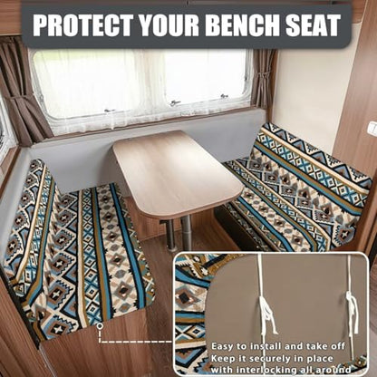 Aztec Pattern RV Dinette Cushion Covers (1 Bench Cover & 1 Backrest Cover), Washable RV Sofa Seat Slipcovers Replacement - color: Aztec Pattern