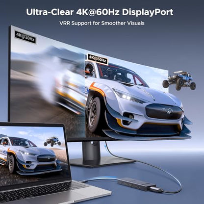 UGREEN Revodok Pro 6 in 1 USB-C Hub to DisplayPort 4K 60Hz, 100W Power Delivery 10Gbps USB-A and USB-C 3.2 for MacBook Neo/Pro/Air, iPad Pro, Thinkpad, Rog Ally and More.