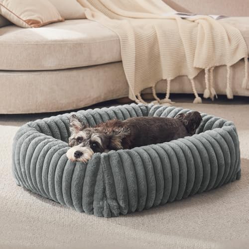 FURTIME Dog Bed for Small Dogs, Washable Orthopedic Dog Cat Bed with Removable Cover, Rectangle Soft Calming Sleeping Puppy Bed Durable Pet Cuddler with Anti-Slip Bottom, Grey, S (20"x19"x6") - color: Grey, size: S (20"x19"x6")