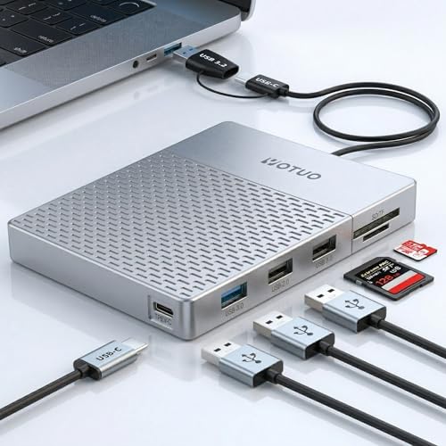 YOTUO Docking Station External Hard Drive Storage, USB-C Hub + HDD 7-in-1, USB 3.0, SD/TF Card, HDD for Windows, Mac, Android, iOS (iPhone 15/16/17), TV, Phone, Laptop, Desktop, PC (Silver, 1TB) - color: Silver, size: 1TB+Docking station
